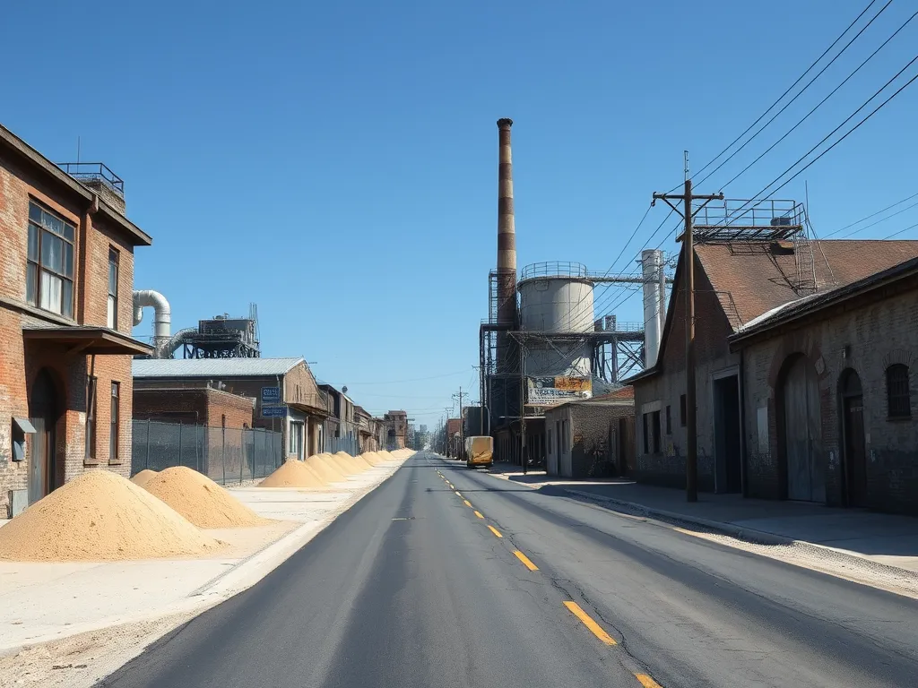 Asphalt road construction site showcasing modern asphalt technology and industry