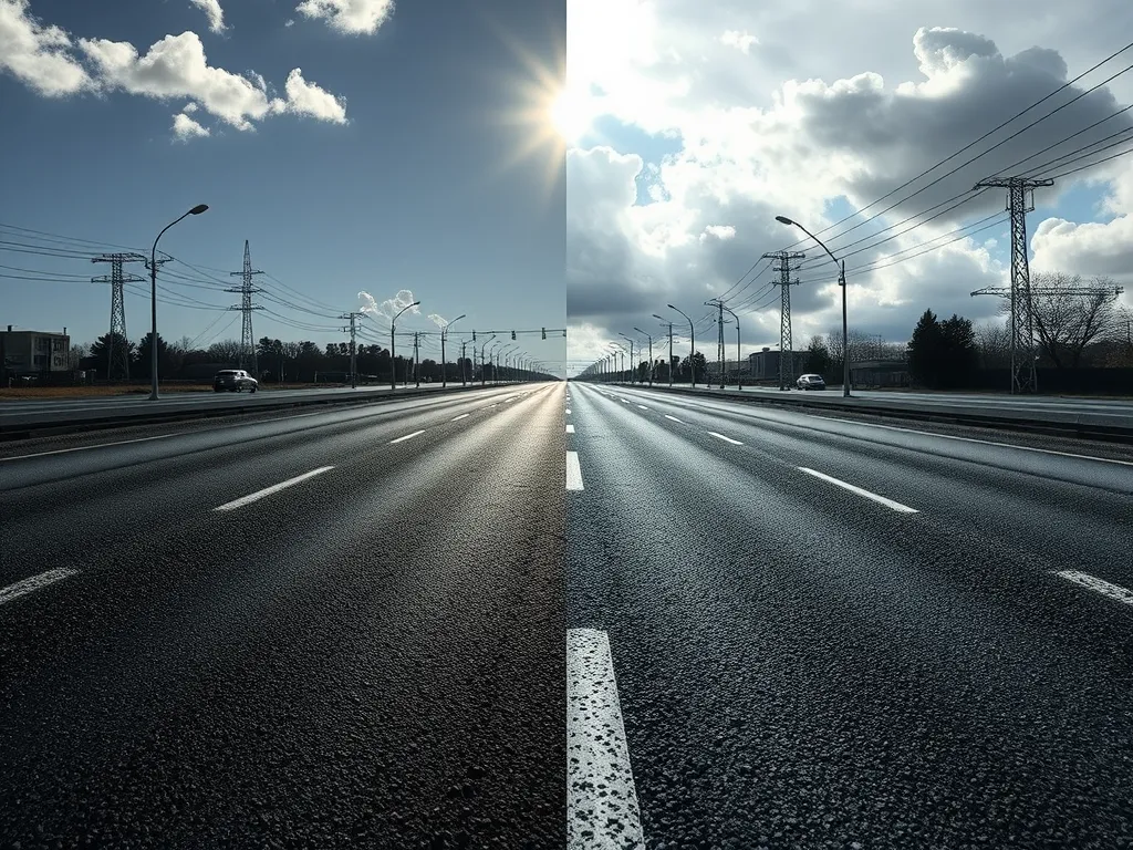 Photo showing a wide asphalt road under sunlight, highlighting why asphalt is black.