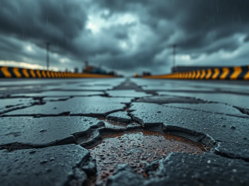 Cracked asphalt surface illustrating the impact of compaction on asphalt longevity