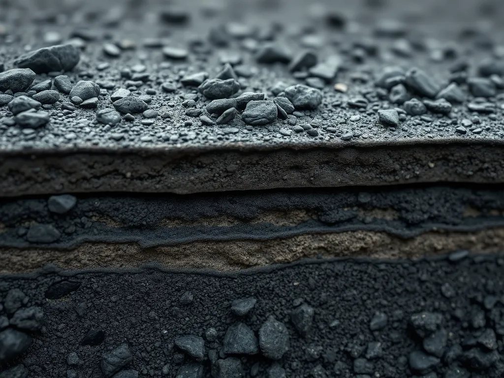 Cross-section view of asphalt layers showing effects of compaction on longevity