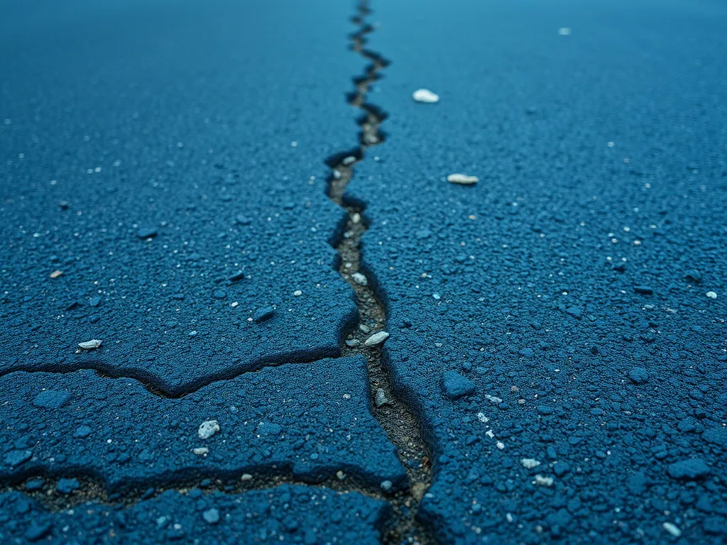 Cracked asphalt driveway showcasing durability issues