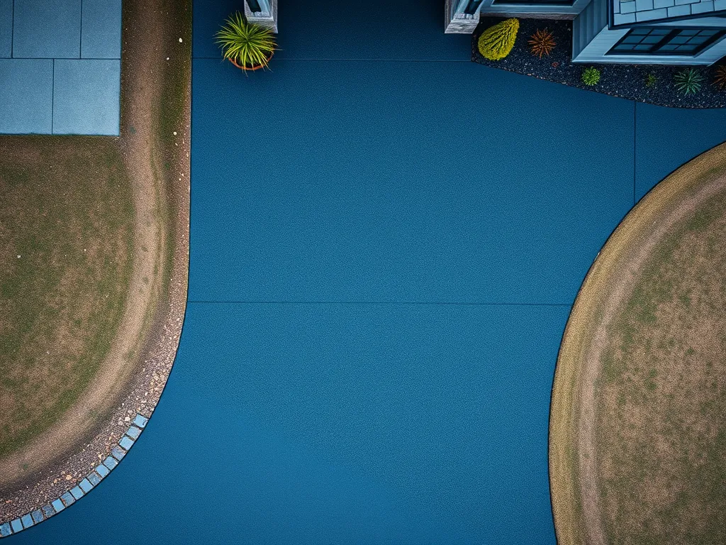 Aerial view of a well-maintained asphalt driveway showcasing its modern appeal and potential impact on property taxes.