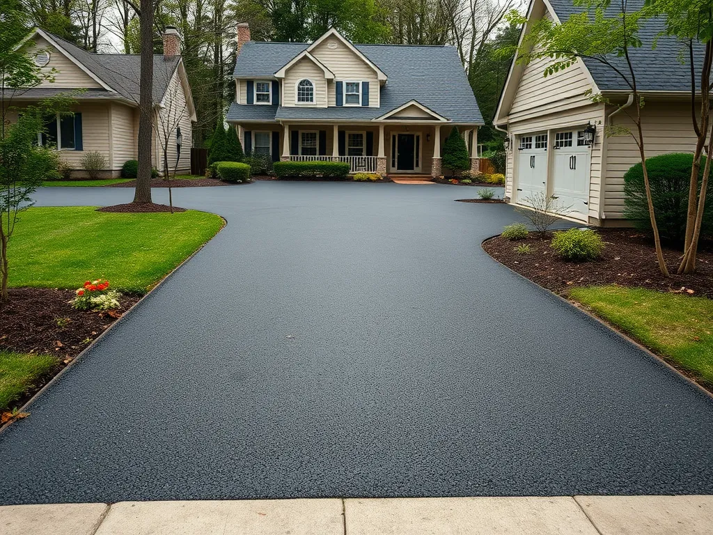 Newly installed asphalt driveway enhancing property value
