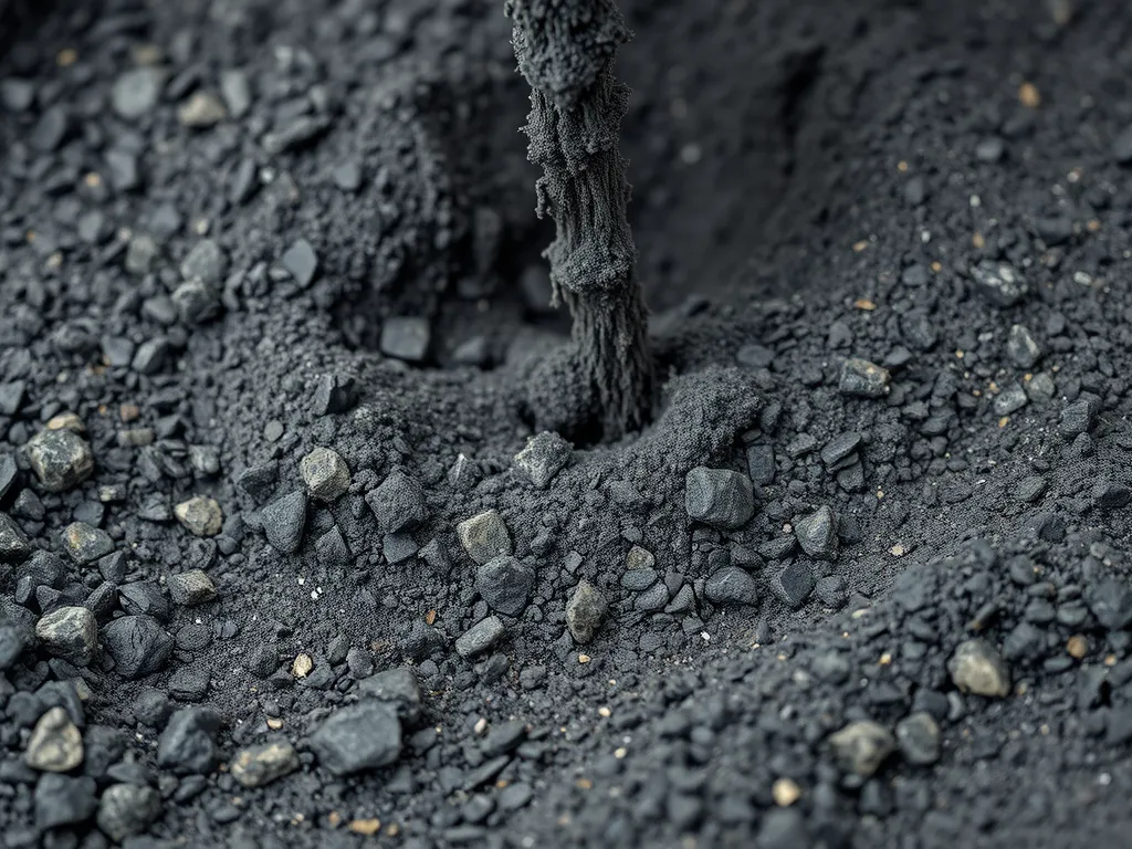 Close-up of asphalt grading materials, demonstrating different grades and textures used in asphalt construction.