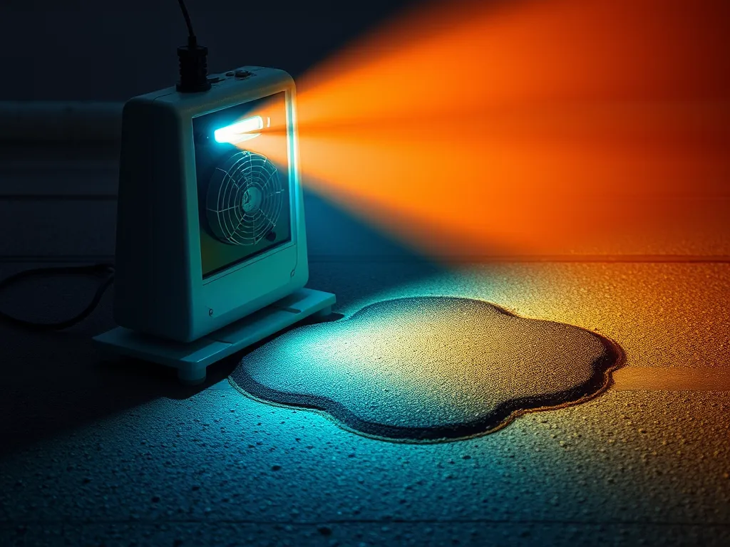 Asphalt infrared heater in action, demonstrating proper usage for effective heating.