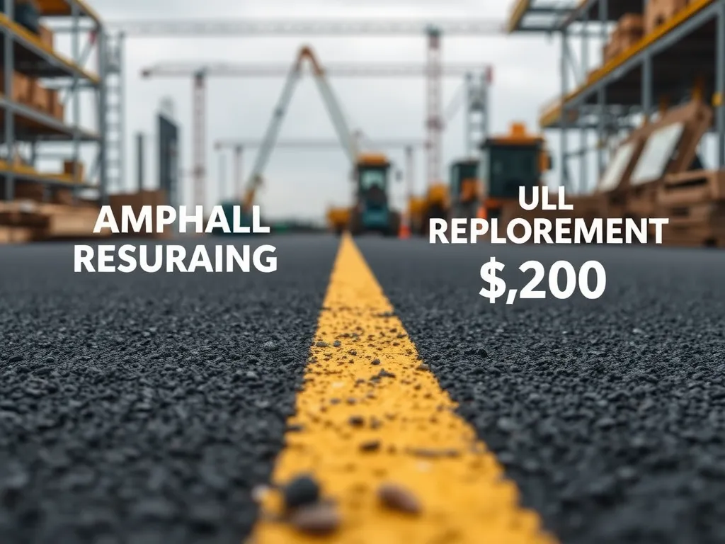 Detailed breakdown of asphalt installation costs showing resurfacing and replacement prices