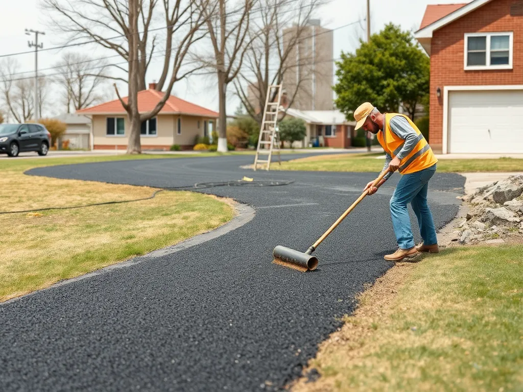 Worker applying asphalt during installation process showing detailed breakdown of asphalt installation costs