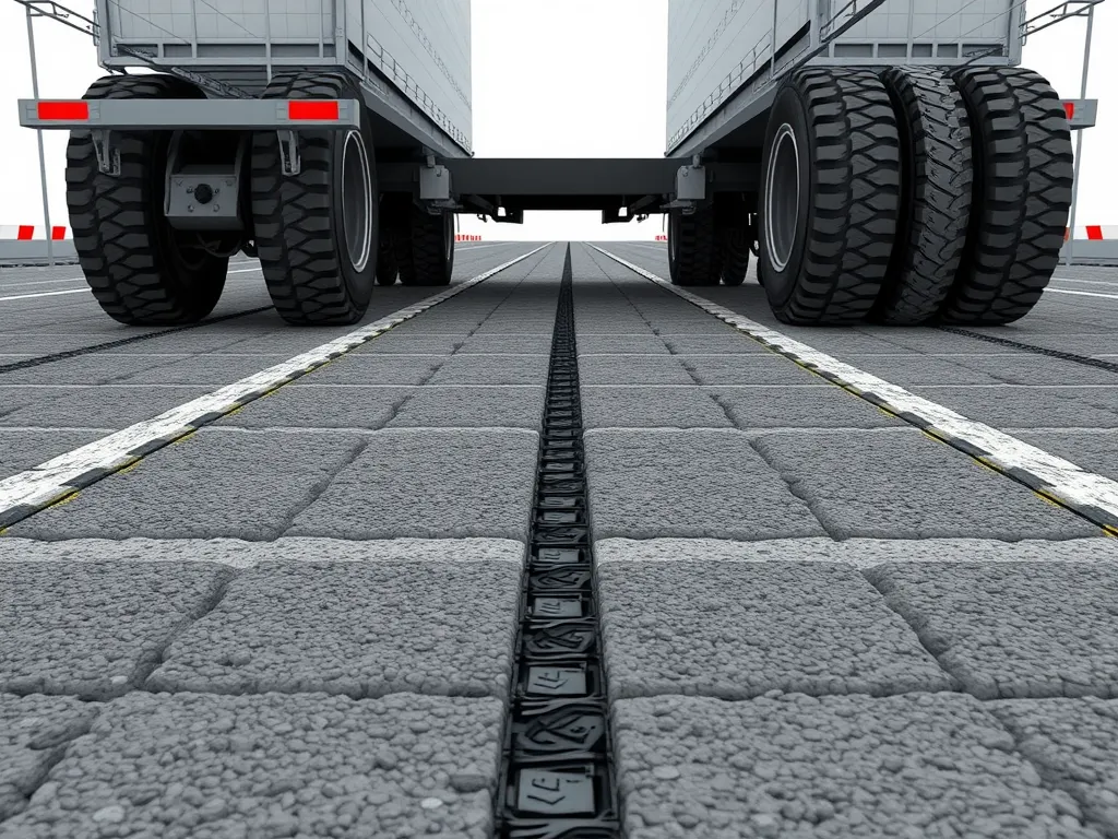 Image showing an asphalt joint being affected by heavy truck traffic, related to common asphalt joint issues and solutions