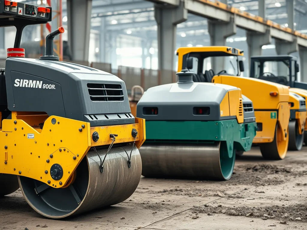 Asphalt rollers ready for application over broken concrete.