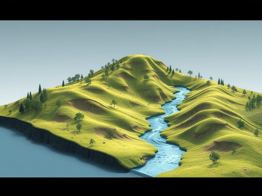 Visual representation of terrain planning for asphalt parking lots