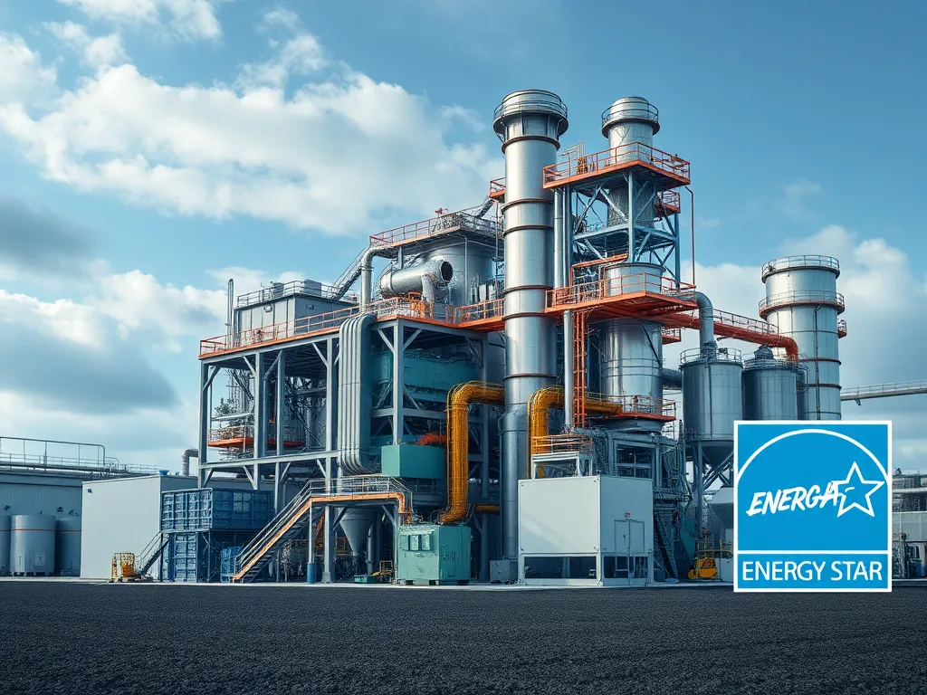 Energy efficient asphalt production facility showcasing sustainable practices in energy consumption.