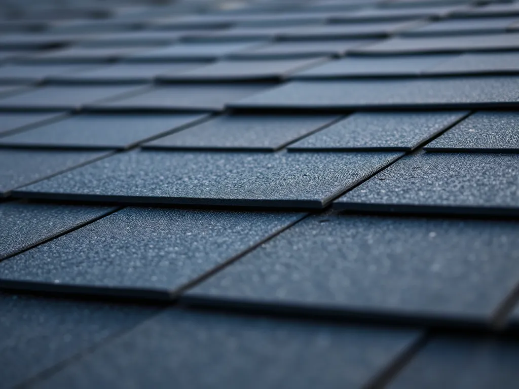 Close-up view of asphalt shingles highlighting common roofing issues.
