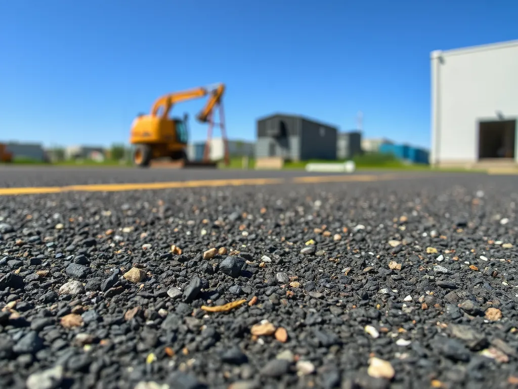 Close-up of asphalt surface showcasing durability compared to concrete in various environments.