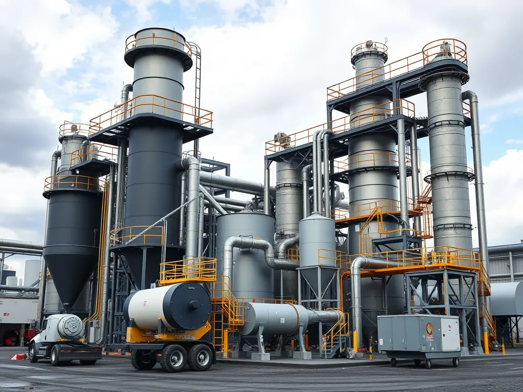 Bitumen production facility showcasing sustainable processes for environmentally friendly bitumen production.