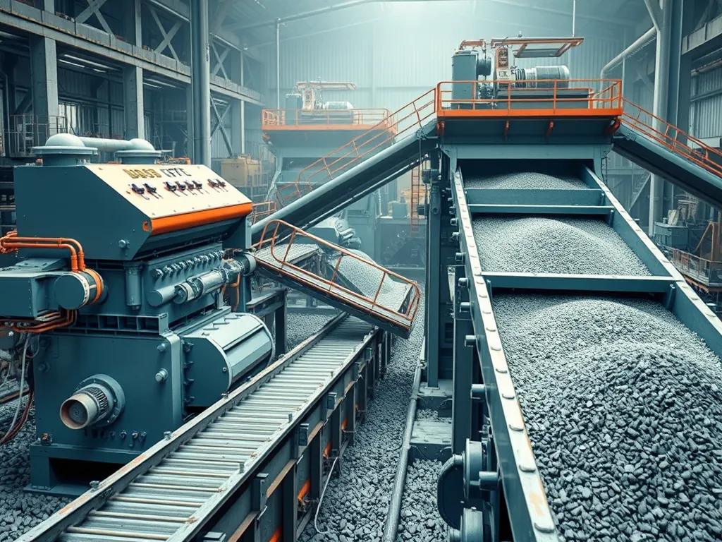 Machinery and equipment used for bitumen recycling in a processing plant.
