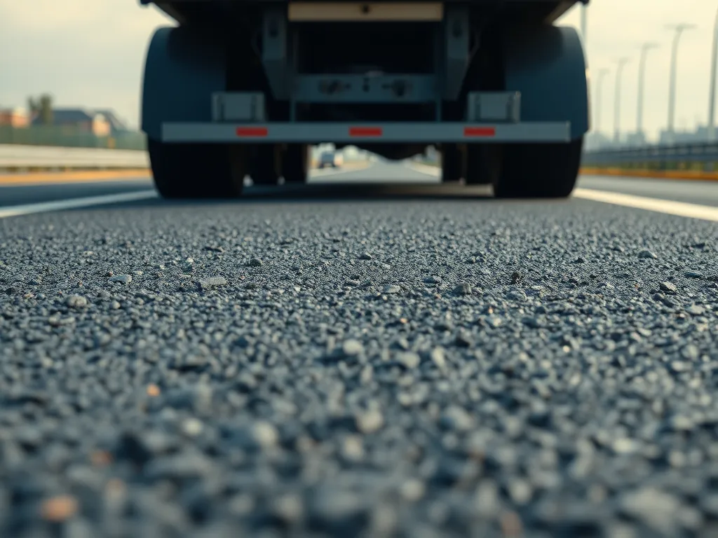 Close-up view of a bitumen road surface showing texture and composition.