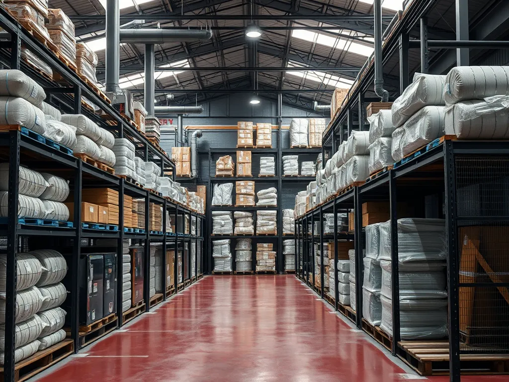 Warehouse showcasing organized storage of bitumen barrels and materials, highlighting efficient bitumen storage and handling techniques.