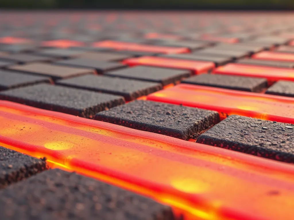 Close-up view of bitumen with thermal conductivity, illustrating heat transfer