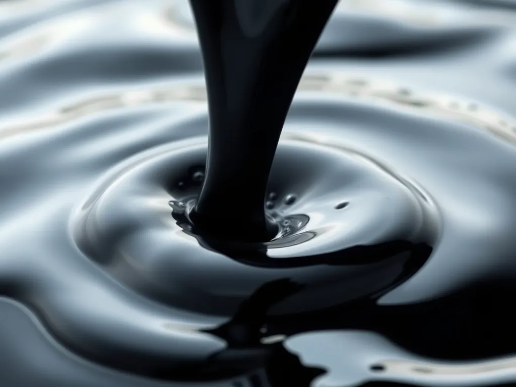Close-up of liquid bitumen showcasing its viscosity effects in asphalt.