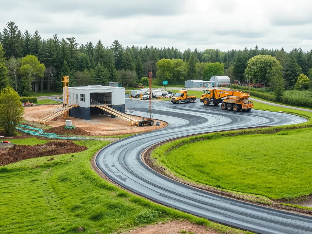 Construction site showcasing cold mix asphalt paving techniques in relation to climate change.
