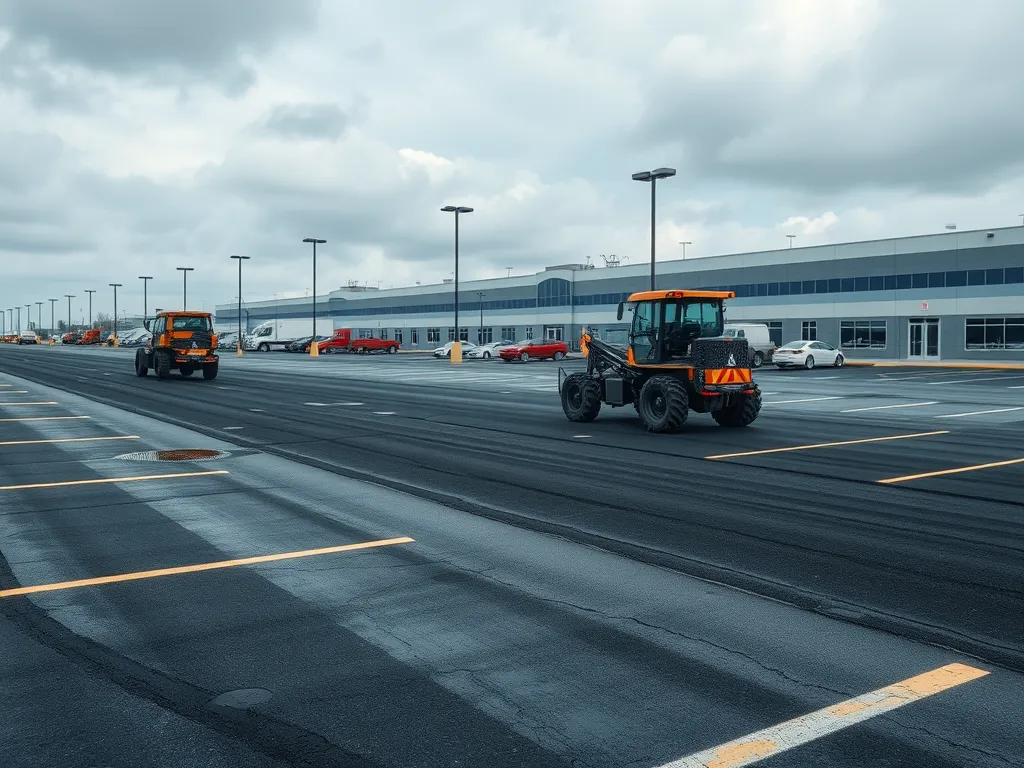 Cold mix asphalt application in a commercial parking lot