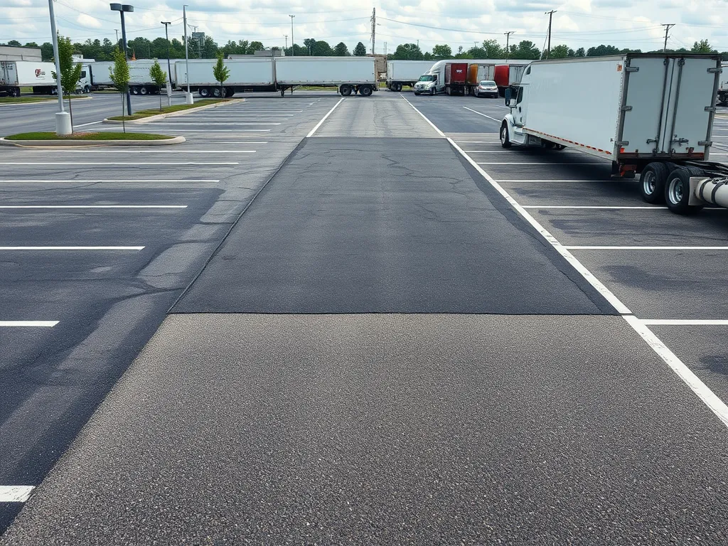 A commercial parking lot featuring cold mix asphalt paving for durability and maintenance.