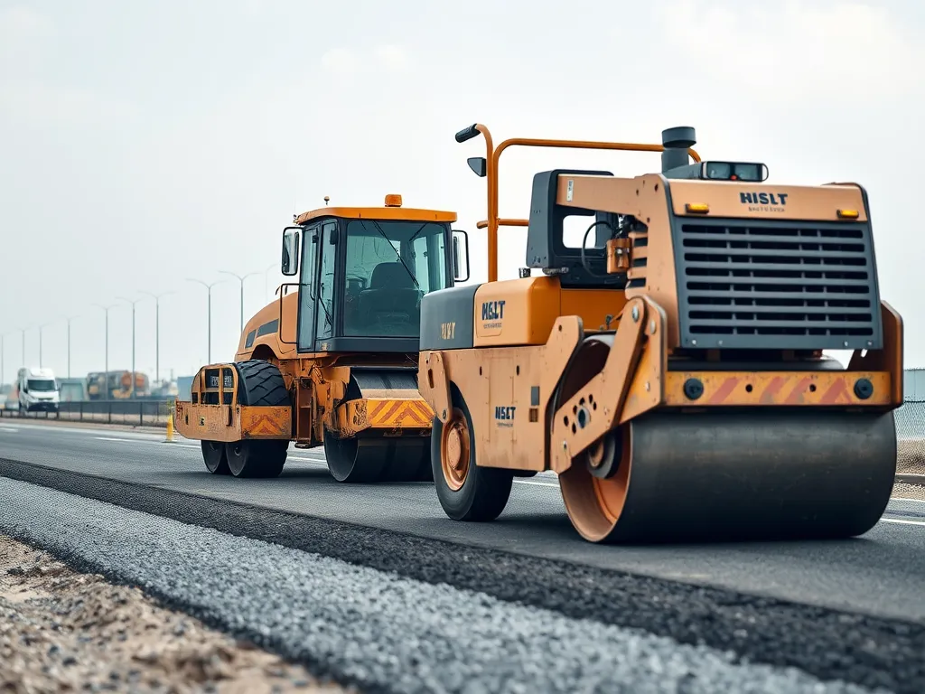 Machine applying cold mix asphalt for maintaining unpaved roads.