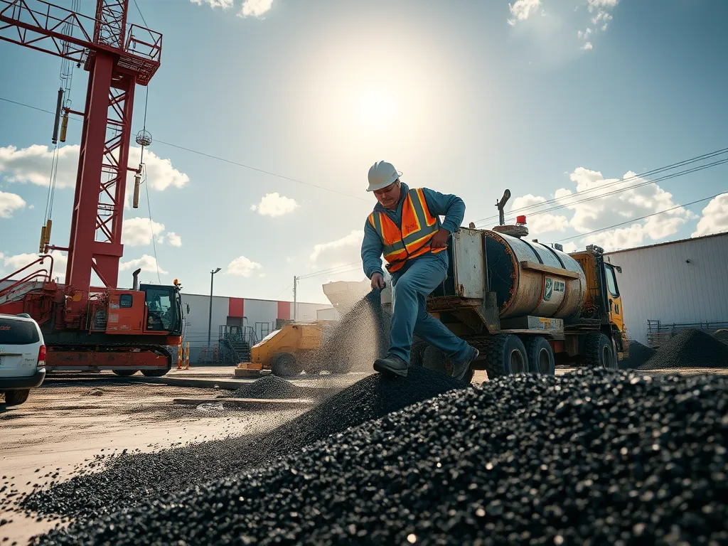 Worker applying cold mix asphalt for road patching compared to other materials.