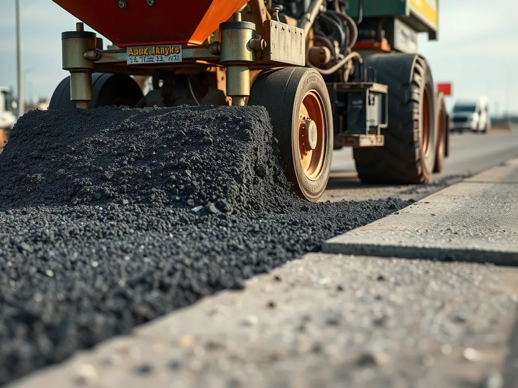 Cold mix asphalt being laid on a roadway for improved road safety