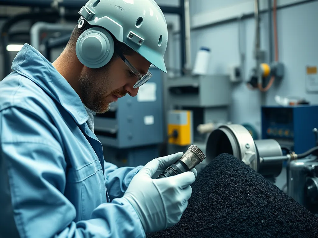 Technician performing cold mix asphalt testing with a focus on quality control