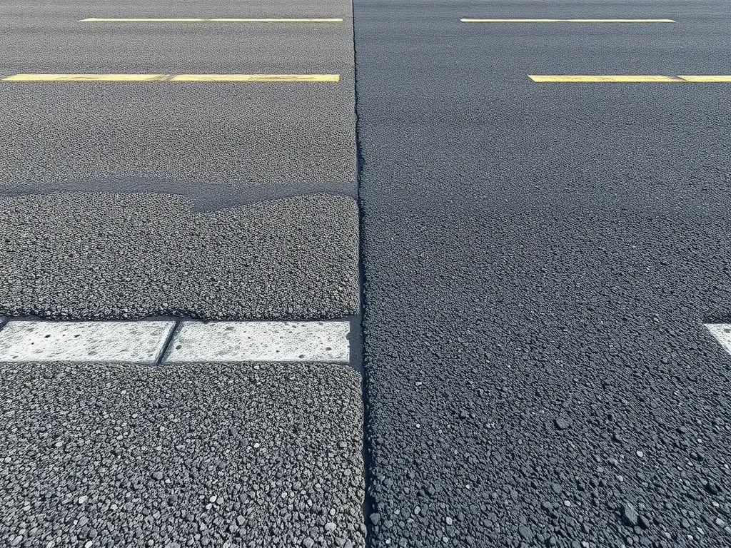 Close-up view of cold mix asphalt showing smooth and durable surface suitable for commercial parking lots.