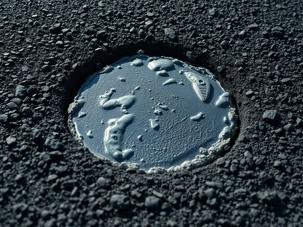 Cold mix asphalt repair showing durability in a filled pothole