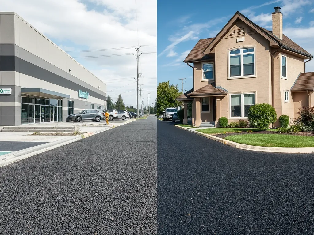 Comparative view of commercial and residential asphalt maintenance areas