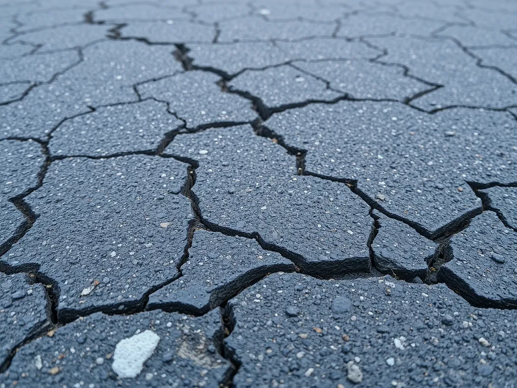 Cracked asphalt surface highlighting common mistakes in asphalt repair.