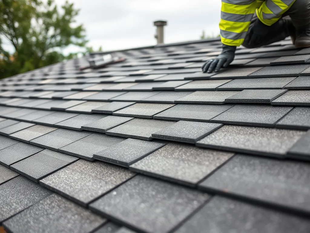Professional inspecting common issues with asphalt roofs