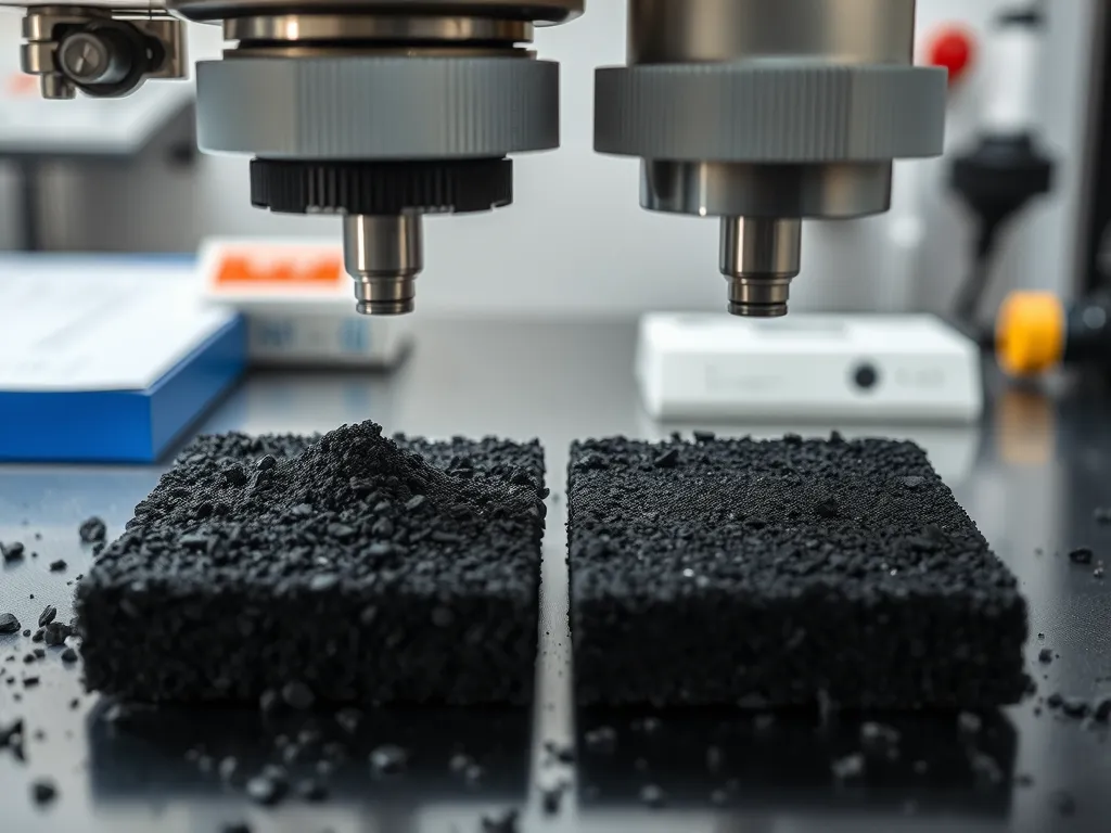 Close-up of asphalt samples being analyzed for testing errors in assessments