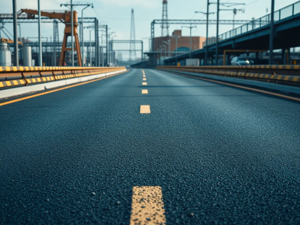Close-up view of an asphalt road showing signs of cracking, related to common causes of asphalt cracks.