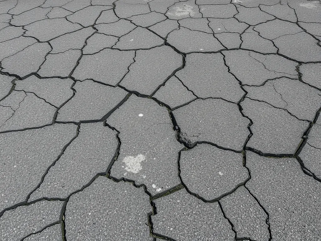 Cracked asphalt surface showing common causes of asphalt cracks