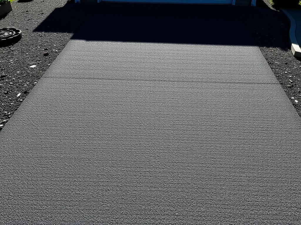 New asphalt driveway surface showing potential installation flaws, crucial for avoiding common mistakes in asphalt driveway installation.