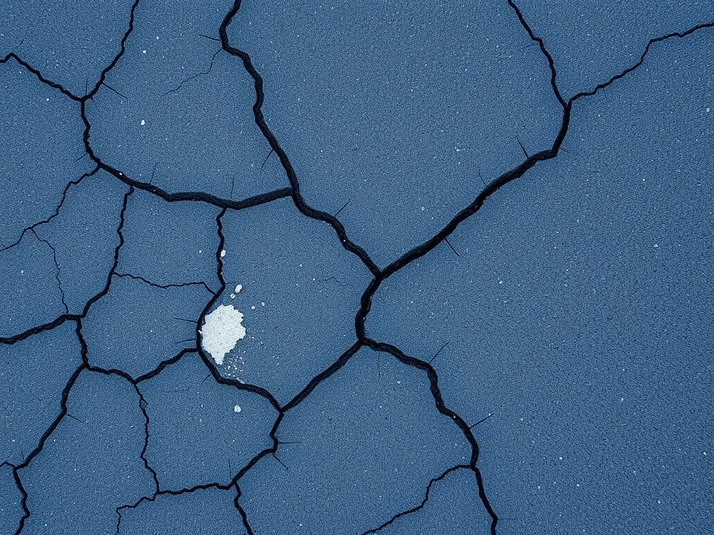 Cracked asphalt surface showing signs of neglect in maintenance.