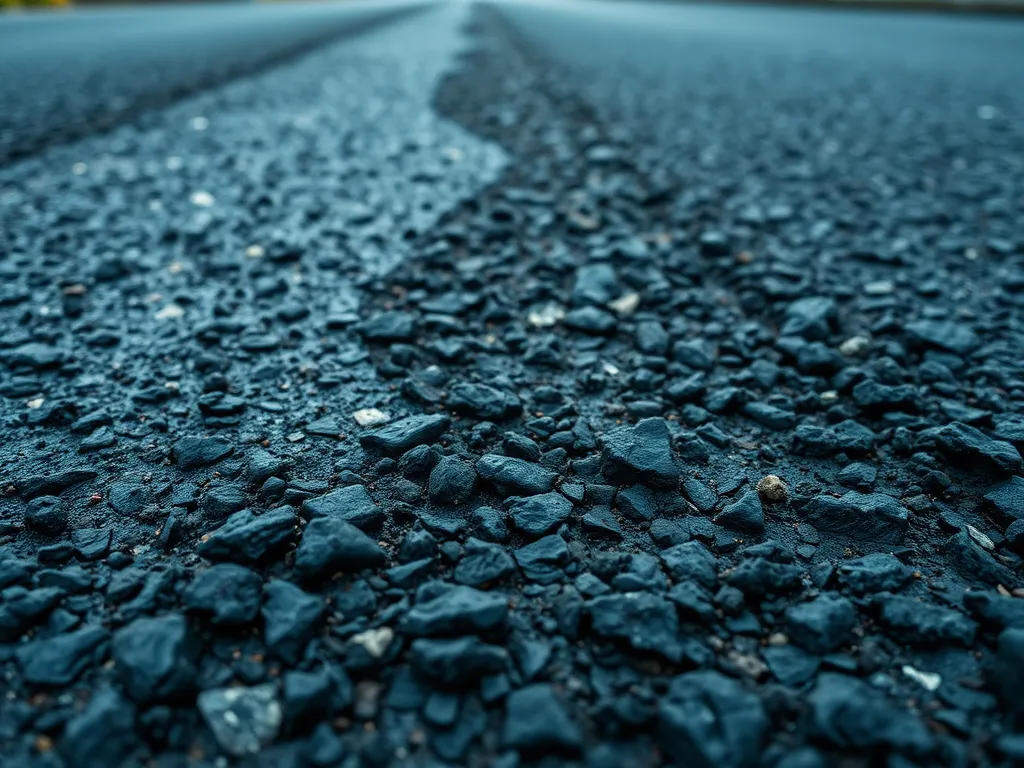 Close-up of hot mix asphalt showing texture and stone composition