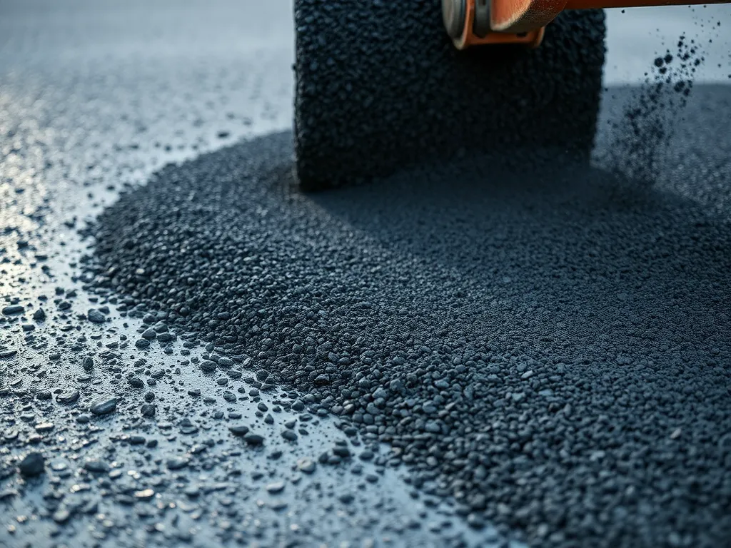 Rolling out asphalt for DIY paving project