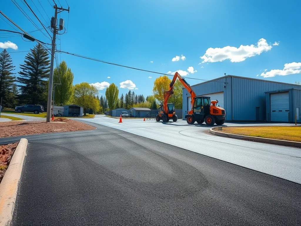 Construction machinery applying asphalt for DIY repair project
