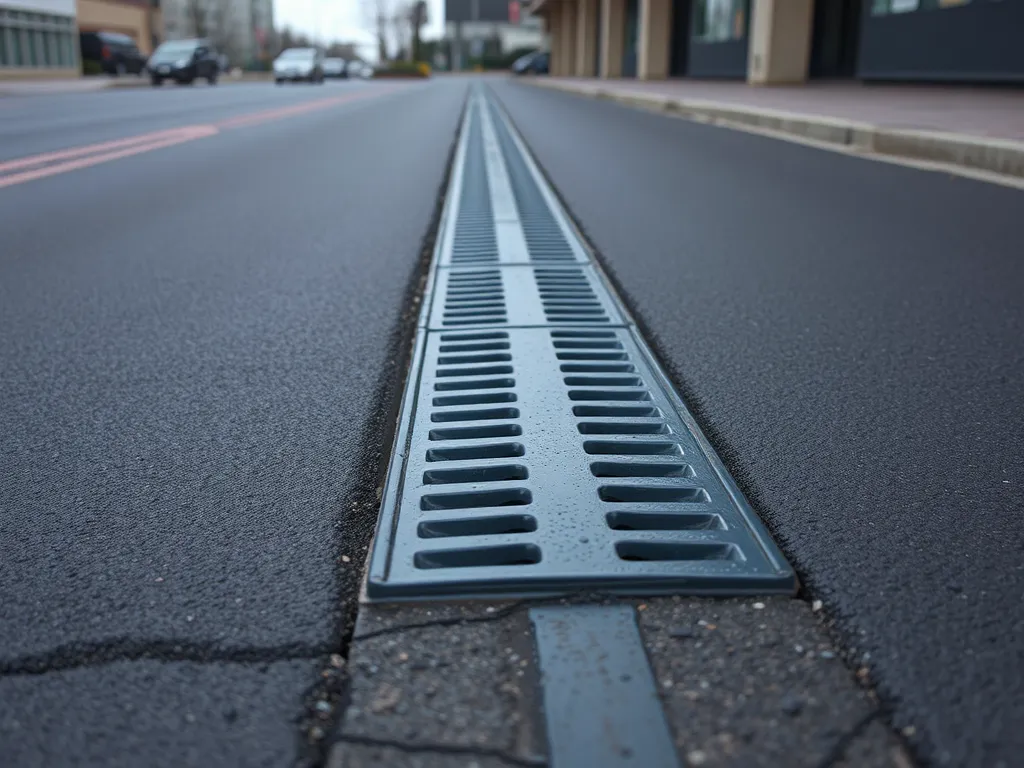 Drainage system for asphalt surface with drainage grate