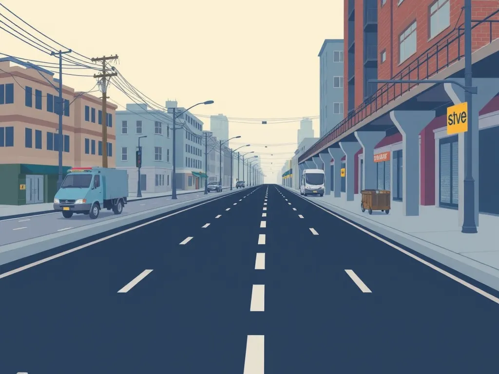 A modern urban road showcasing asphalt infrastructure contributing to economic growth.