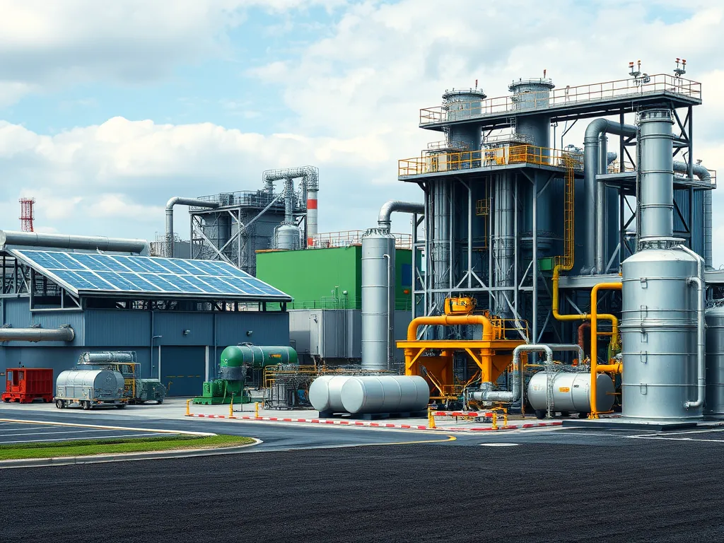 Asphalt manufacturing facility showcasing energy-efficient technologies.