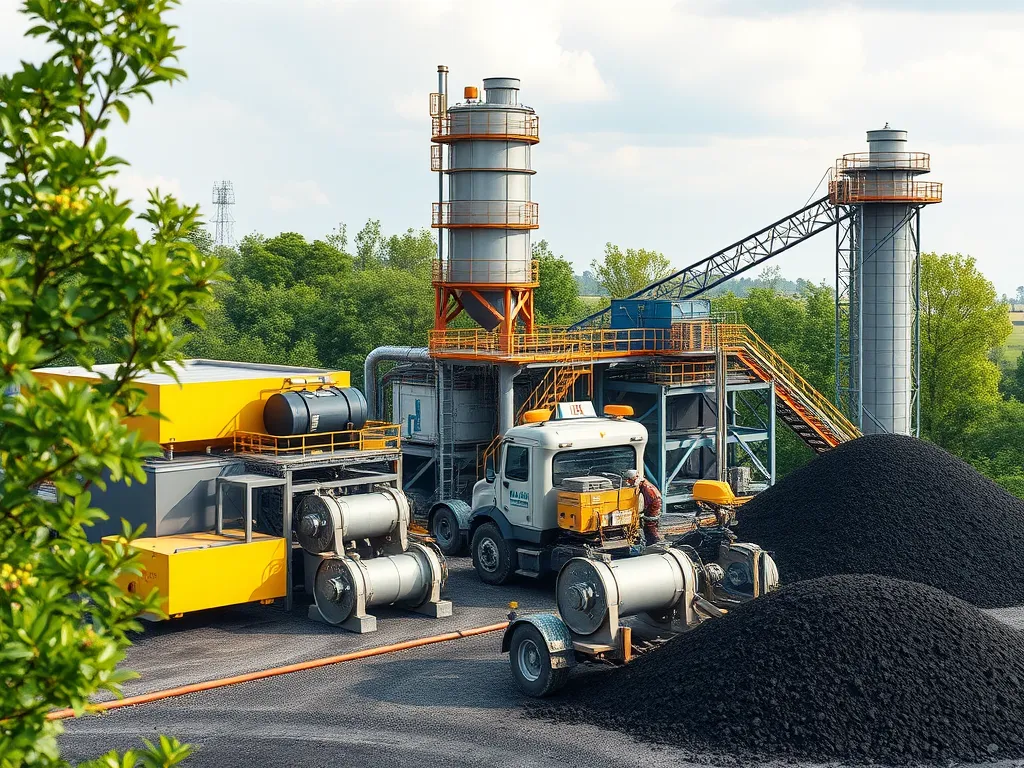 Asphalt production facility showcasing energy consumption processes