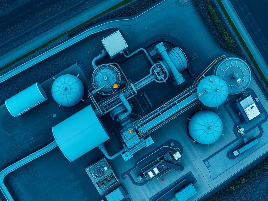 Aerial view of an energy-efficient asphalt plant featuring advanced technology for improved energy efficiency.