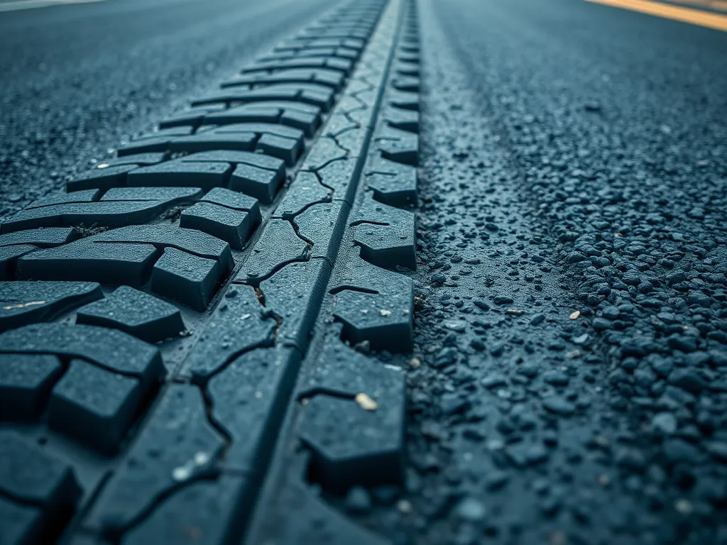 Tire marks on a freshly laid asphalt road, exploring if it's safe to drive on new asphalt surfaces.