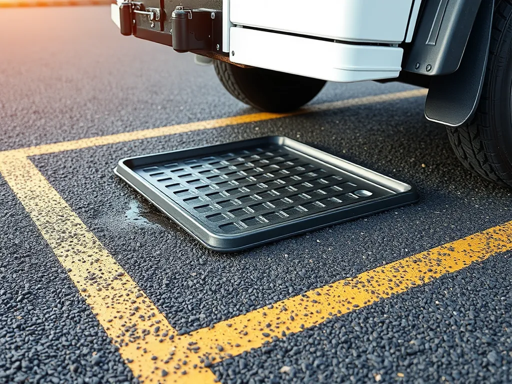 Image showing a gas spill on asphalt, highlighting the effects of gas on pavement durability.